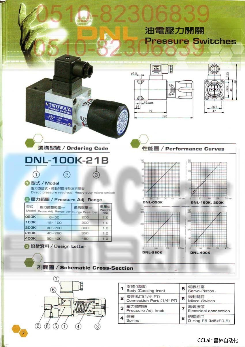 DNL-280K-21B  DNL-400K-21B  油電壓力開關(guān) TWOWAY 
