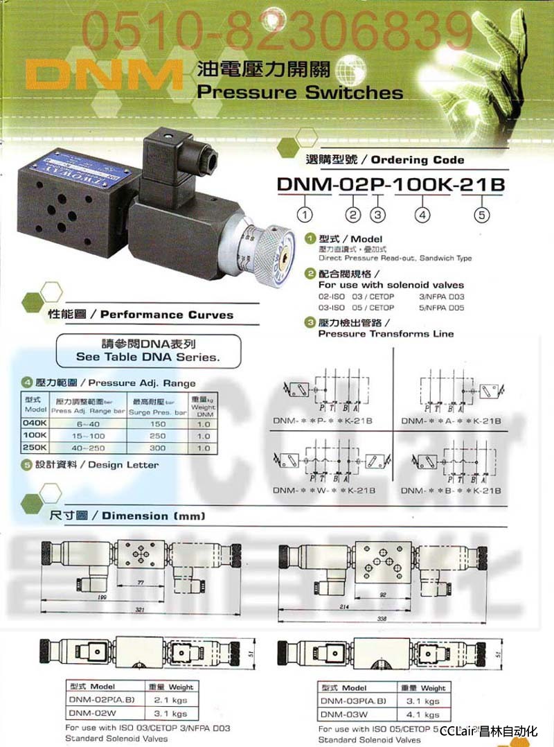 臺肯 油電壓力開關(guān)  DNM-02W-100K-06i DNM-02B-100K-06i DNM-03A-100K-06i