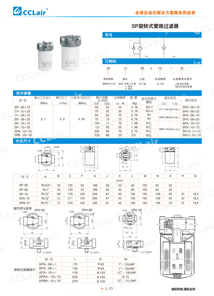 SP旋轉式管路過濾器