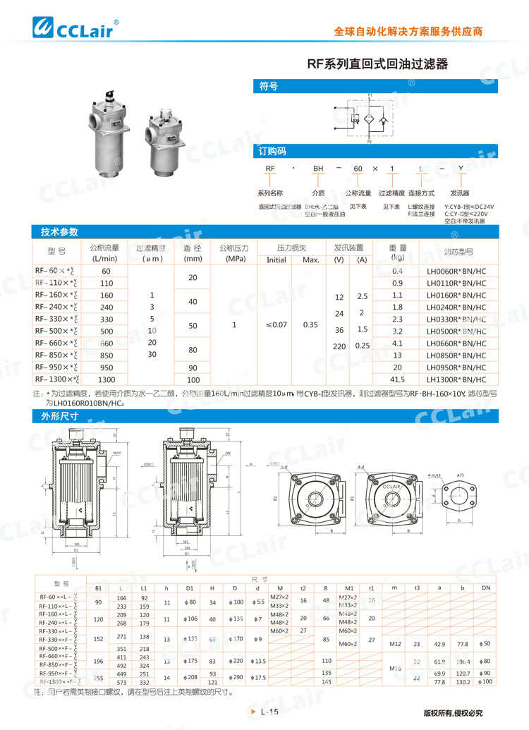 RF系列直回式回油過(guò)濾器